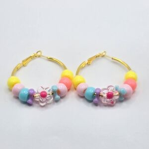 Colorful Beaded Hoop Earrings